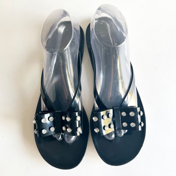 Kate Spade Black Synthetic Bow Glitter Flip Flops size 10 - Picture 4 of 15